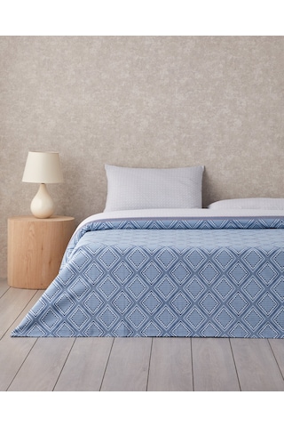 English Home Diamond Twist Kolay Ütülenir Tek Kişilik Çarşaflı Nevresim Takımı 160x220 Cm Koyu Mavi Koyu Mavi