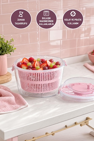 Selka Home Salata Kurutucu 4.4 Lt Pembe