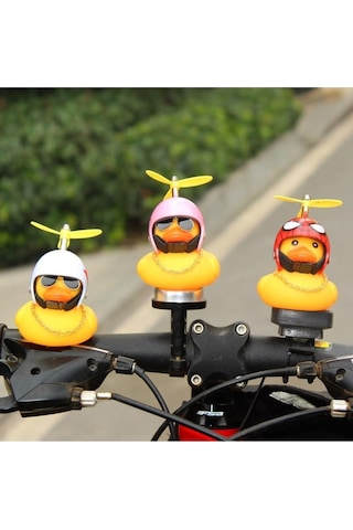 Kasklı Ördek Bisiklet Süsü Pembe- Motosiklet Süsü - Torpido Süsü -tavşanlı