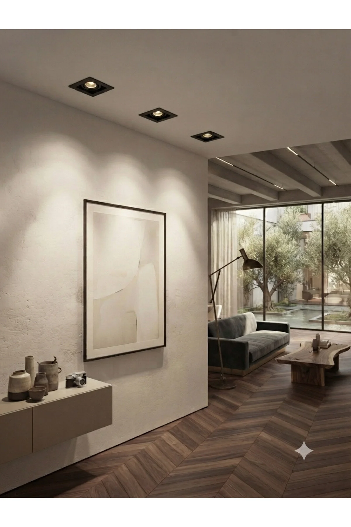 Marbella Dekoratif Kasa Tekli Kare Siyah Günışığı