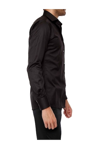 Efor Slim Fit Klasik Yaka Pamuk Saten Uzun Kol Siyah Gömlek Gk 214 Siyah