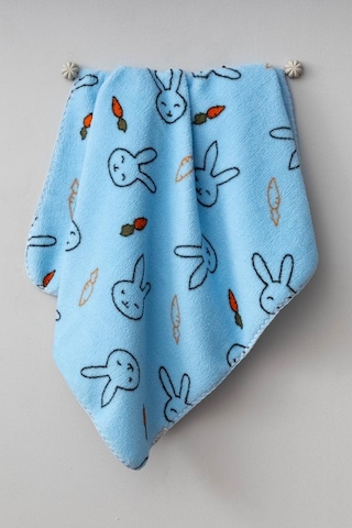 Bebitof Sevimli Tavşan Desenli Peluş Battaniye Bbtf.mv.95077 Mavi