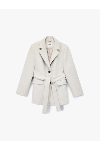 Koton Kuşak Detaylı Uzun Kollu Cepli Kaşe Kaban Vızon Melanj 6wak20193ew Vizon