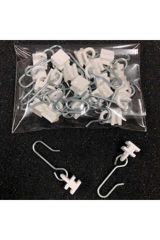 Metal Kancalı Plastik Halkalı Korniş Ruleti / Perde Askısı 20 Adet