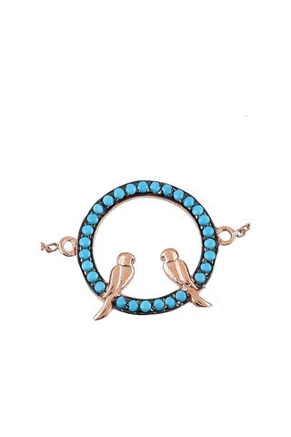 Kadın 925 Ayar Gümüş Firuze Taşlı Sevda Bileklik B022101 Rose Gold
