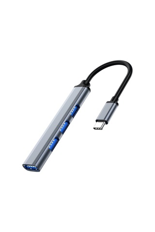 Jeemson Type-c Gri 4 Portlu Usb Hub: Bilgisayar Bağlantı Genişletici, Çoklu Aygıt Tak Ve Kullandır, Veri Transferi Ve Şarj Destekli