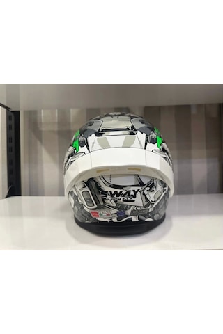 Sway Sw 850 Motosiket Kaskı Beyaz - Yeşil