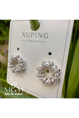 Xuping Taşlı İnci Detaylı Küpe - Kp00221