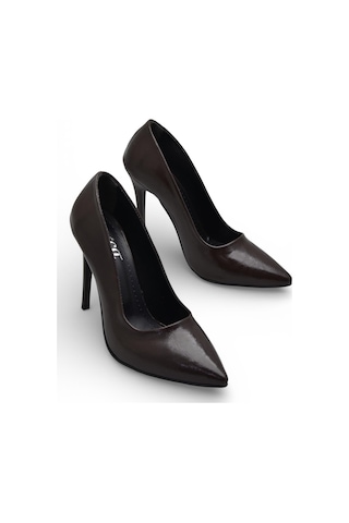 Ispartalılar 803 Stiletto Kadın Topuklu Ayakkabı 10,5 Cm İnce Topuk Abiye Düğün Nişan Ayakkabısı Kahverengi