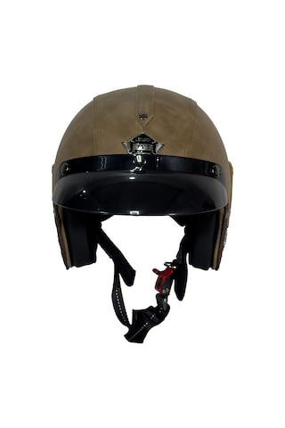 Tex 701 Jyt Kahverengi Deri Açık Kask Camsız