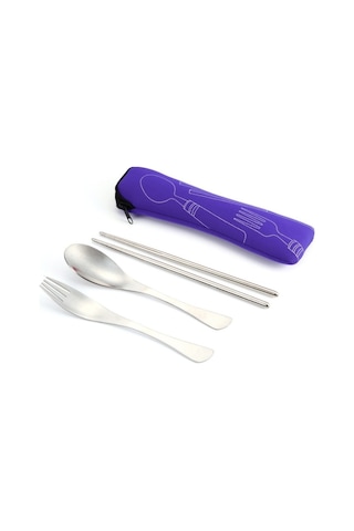 Sones Üç Parçalı Dış Mekan Çatal Bıçak Takımı Mor