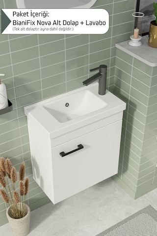 Biani Fix Nova 50 Cm Alt Banyo Dolabı Renk Mat Beyaz