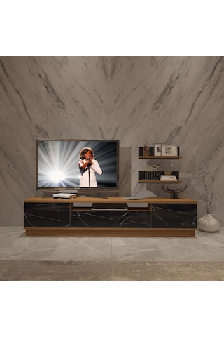 Decoraktiv Trendstyle 4s Mdf Tv Ünitesi Tv Sehpası Ceviz - Siyah Mermer