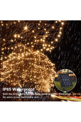 Sge Güneş Enerjili Sarı Renk 100 Led 12 Metre 8 Modlu Bahçe Aydınlatması Led Işık