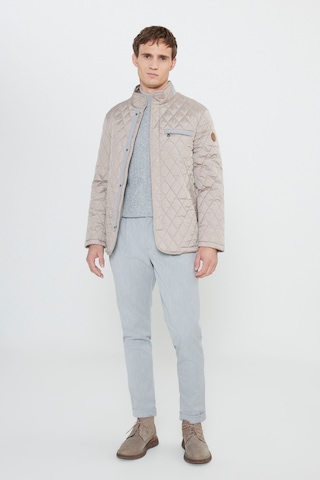 AC&Co / Altınyıldız Classics Erkek Bej Standart Fit Normal Kesim Dik Yaka Desenli Overcoat Bej