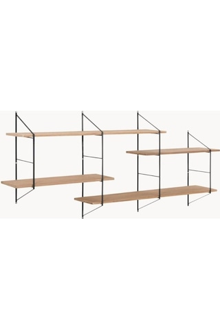 Belfast Metal Ahşap Duvar Rafı Açık Ahşap