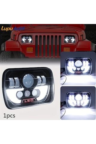 Motion003 Lupuauto 1 Adet 12.7x17.78cm Led Kare Baslikli Far Beyaz Drl H4 Farlar Kamyon Offroad