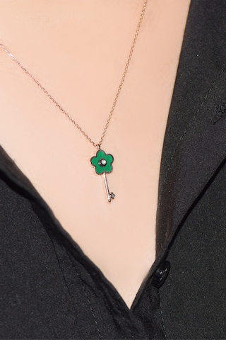 Papatya Anahtar Elmas  Kolye