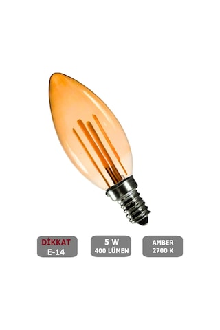 Buji Tasarım E14 Rustik Ampul Vintage Amber 5w - 400 Lümen - Kırılmaz Plastik Gövde