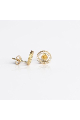 Zanaatsilver 925 Ayar Gümüş Zirkon Taşlı Çember Küpe Zs0034kp Altın Renk 9 Mm Gümüş