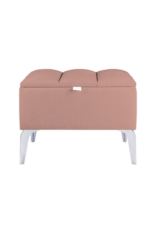 Vetra Mini Royal Pudra Kumaş Sandıklı Dekoratif Puf&bench-dilimli Model-gümüş Ayak-modern Puf