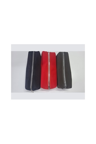 Kalemlik 3lü Set/paket Organizer Makyaj Çok Amaçlı Pinterest Okula Dönüş Çantası Tek Bölmeli Siyah+kırmızı+haki