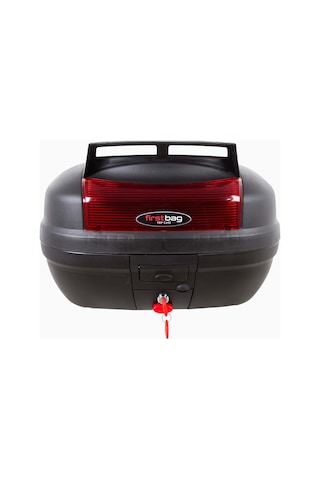 Kral Motor Kr 50 Akmbox 48 Lt Bagajlı Motorsiklet Çantası Kırmızı Reflektörlü Arka Bagaj Siyah