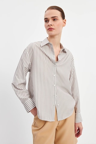 Stella Pulvis Kahverengi Oversize Çizgili Gömlek Kahverengi