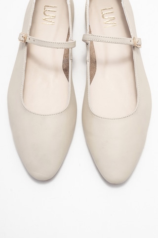 Luvishoes Luvi Shoes Lunaıre Ekru Hakiki Deri Tek Bantlı Sivri Burun Kadın Babet Ayakkabı Ekru