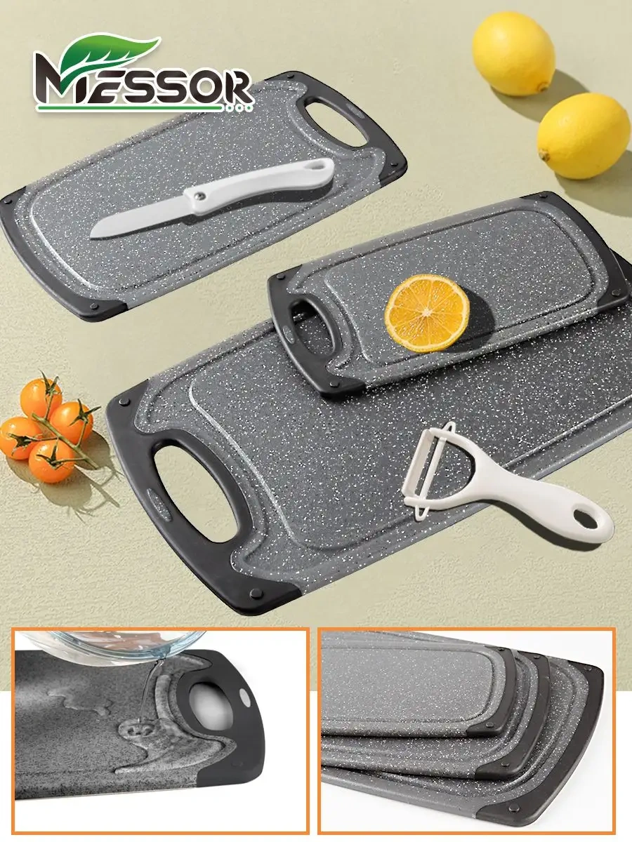 Messor Tuvalette 3 Parça Yaprak Saplı Plastik Kesme Tahtası Standlı 146364873 Siyah