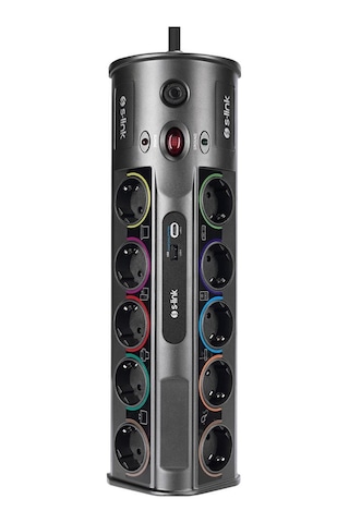 S-link Swapp SP10AF 1.5 MM USB Type-C 2.1A/5V 16A 250V 3680W 10'lu Kablolu Akım Korumalı Priz 3 M