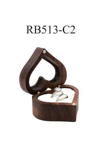 Kangvka Kahverengi Ahşap Kalp Kutu, Beyaz Kadife İç, İki Yerinli Yüzük Kutusu, Hediye Veya Kişisel Depolama, Rb513-c2 Çok Renkli