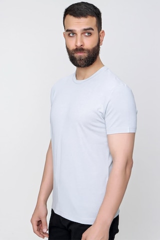 Efor Slim Fit Bisiklet Yaka Düz Pamuklu Gri Tişört Ts 823 Gri