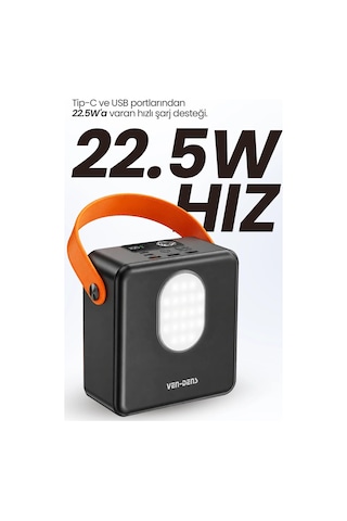 Ven-dens Vd-pb076 100000 Mah 22.5 W Hızlı Şarj Powerbank, Çoklu Çıkış, Aynı Anda 4 Cihaz, Siyah