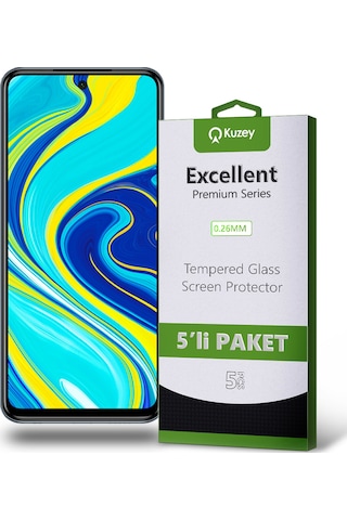 Xiaomi Redmi Note 9s ile Uyumlu Temperli Ekran Koruyucu Kırılmaz Cam Ekonomik 5'li Paket