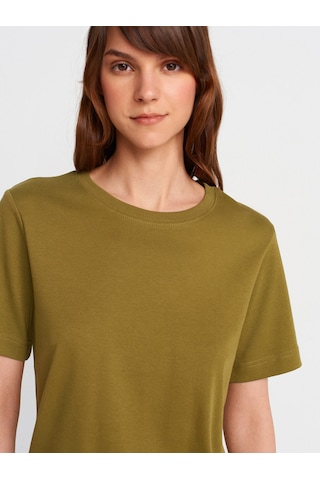 Dilvin 31763 Bisiklet Yaka T-shirt-yağ Yeşil Yağ Yeşil