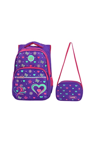 Waddell Çanta Mor Kalpli İlkokul Çantası - Waddell Bag Kız Okul S