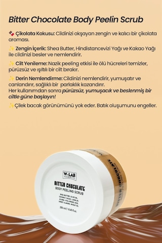 W-lab Kozmetik Bitter Chocolate Body Peeling Scrub 250 Ml