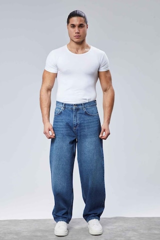 Cedy Denim Cedy Denım Yüksek Kalite Erkek Yüksek Bel Baggy Skater Jean Mavi