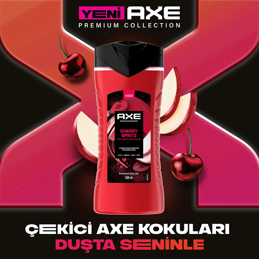 Axe Duş Jeli Cherry Spritz 3 İn 1 Vücut Saç Yüz 300 Ml + Cherry Spritz Deodorant 150 Ml