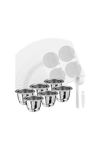 Maiyame Paslanmaz Çelik Yeniden Kullanılabilir Kahve Kapsül Seti - Çevre Dostu Ve Ekonomik Çözüm Gümüş