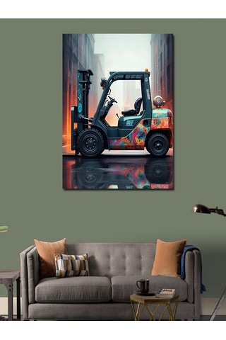 Kanvas Tablo Forklift Ve Renkli Arka Plan 70cmx100cm