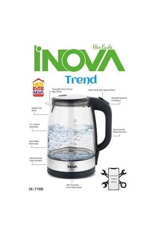 Inova Trend IK-7100 2.2 L Cam Işıklı Kettle