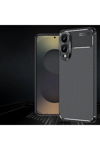 Samsung Galaxy Uyumlu S25 Edge Kılıf Karbon Desenli Yumuşak Silikon Tank