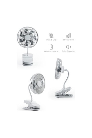 Klip Fan Taşınabilir Usb Arabası İle 4 Hızlar İle Sessiz Klip Mini Masa Fan 360 Dönebilen Pil Kumandalı Beyaz Fanlar Hstı6u Beyaz