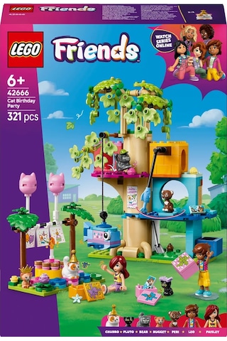 LEGO® Friends Kedi Doğum Günü Partisi ve Ağaç Ev 42666 - 6 Yaş ve Üzeri Çocuklar için Yaratıcı Oyuncak Yapım Seti (321 Parça)