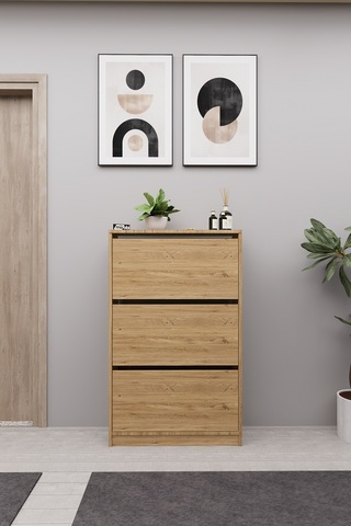 Mirobi Kembe 3 Bölmeli Açılır Modern Dekoratif Ayakkabılık Çam Çam