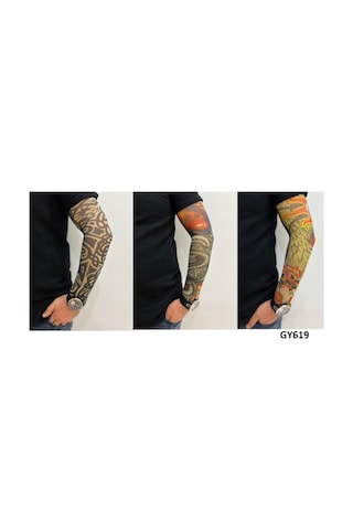 Giyilebilir Dövme 3 Çift 6 Adet Kol Çorap Dövmesi Sleeve Tattoo Set1