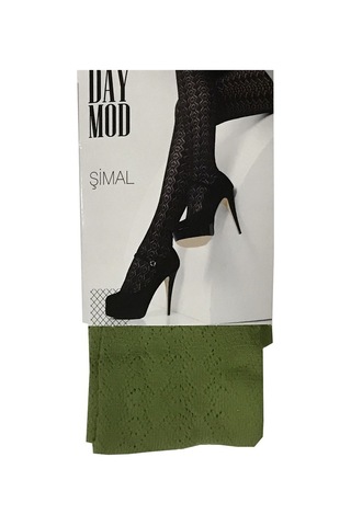 Moon Wear Daymod Kadın Şimal Micro File Desenli Külotlu Çorap Zeytin Yeşil