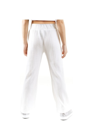 Denokids Kız Çocuk Boru Paça Ekru Basic Eşofman Altı Renkli Ekru